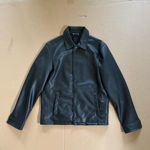 Faux leather button up